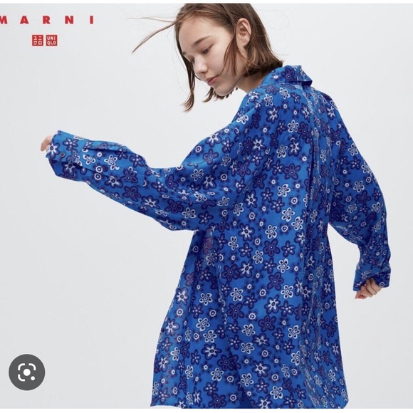 Uniqlo x Marni women’s XL Oversized Long Sleeve Floral Print Button Up Shirt - Picture 9 of 10